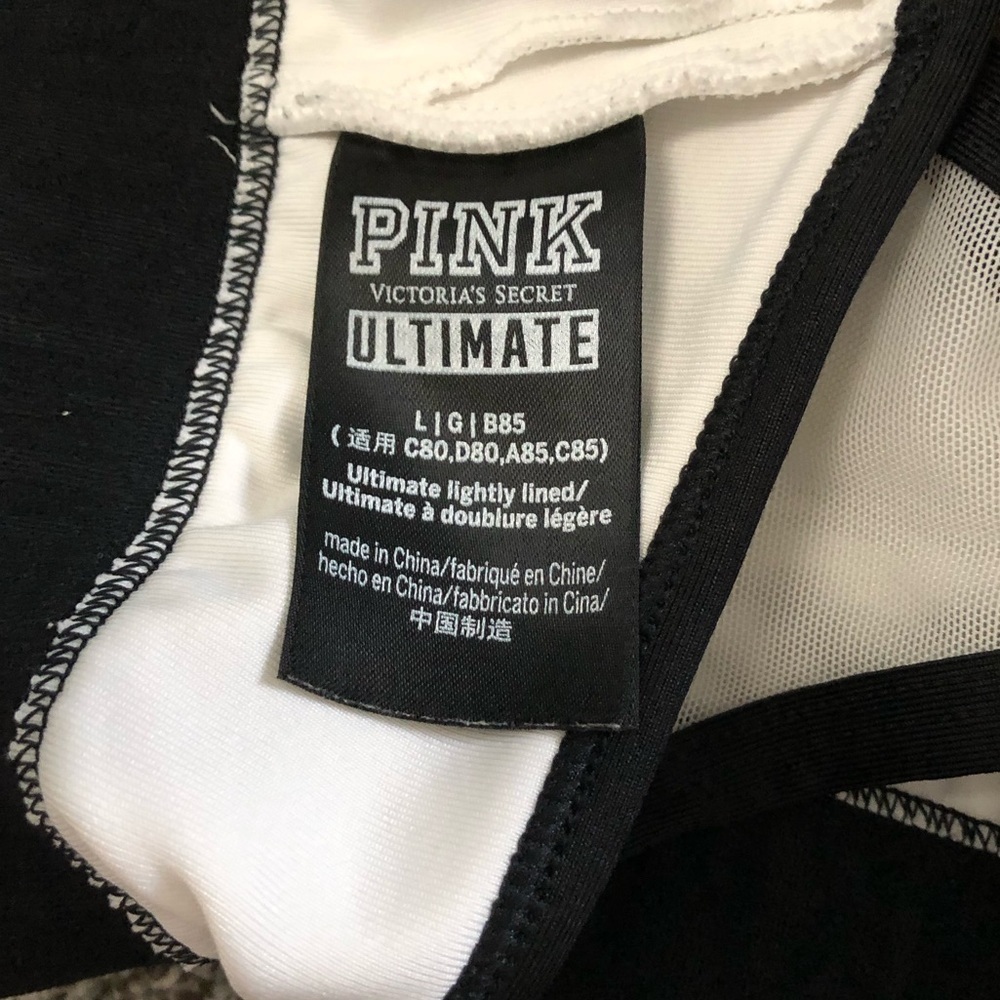 Pink Victoria’s Secret ultimate lightly lined sports bra white/black large - Picture 6 of 8